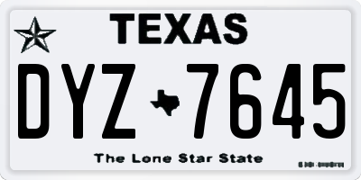 TX license plate DYZ7645