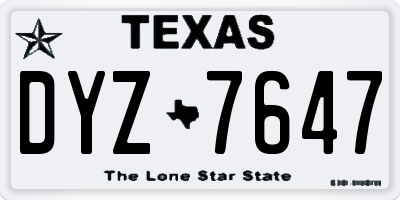 TX license plate DYZ7647