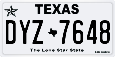 TX license plate DYZ7648