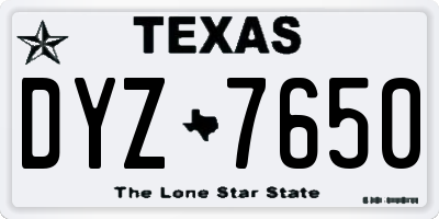 TX license plate DYZ7650