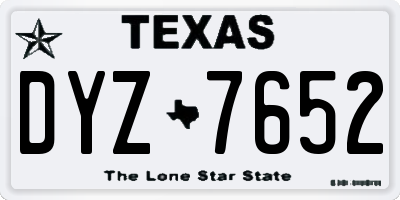 TX license plate DYZ7652
