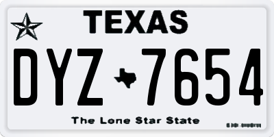 TX license plate DYZ7654