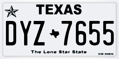 TX license plate DYZ7655