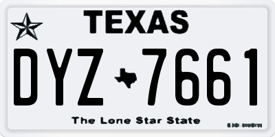 TX license plate DYZ7661