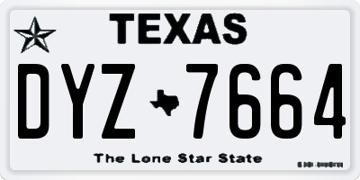 TX license plate DYZ7664