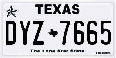 TX license plate DYZ7665