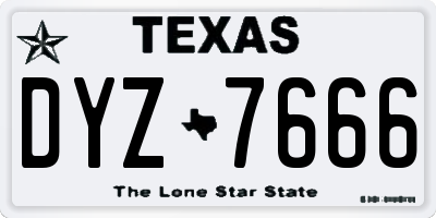 TX license plate DYZ7666
