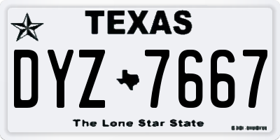 TX license plate DYZ7667