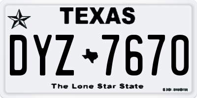 TX license plate DYZ7670