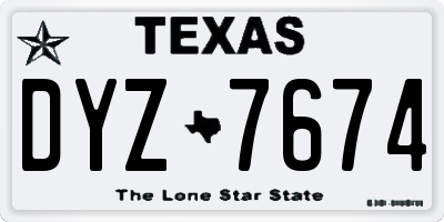 TX license plate DYZ7674