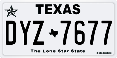 TX license plate DYZ7677
