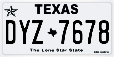 TX license plate DYZ7678