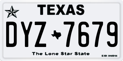 TX license plate DYZ7679