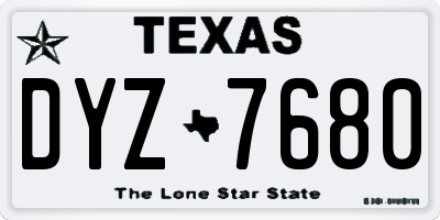 TX license plate DYZ7680