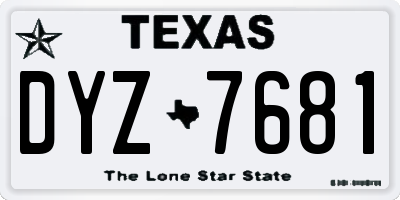 TX license plate DYZ7681