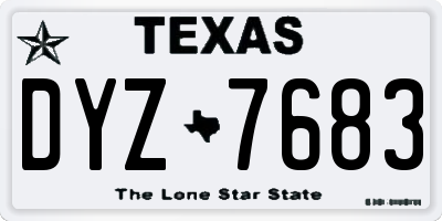 TX license plate DYZ7683