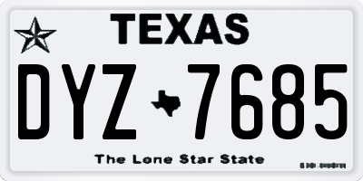 TX license plate DYZ7685
