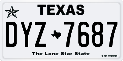 TX license plate DYZ7687