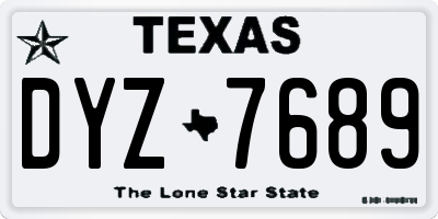 TX license plate DYZ7689
