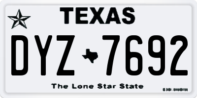 TX license plate DYZ7692