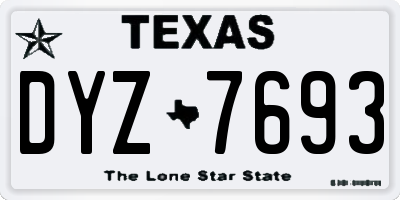 TX license plate DYZ7693
