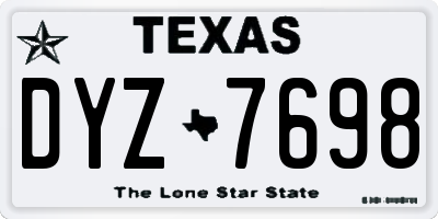 TX license plate DYZ7698