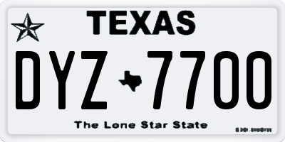 TX license plate DYZ7700