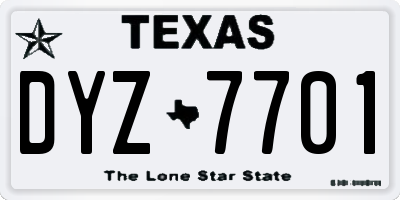 TX license plate DYZ7701