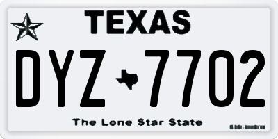 TX license plate DYZ7702