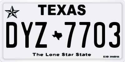 TX license plate DYZ7703