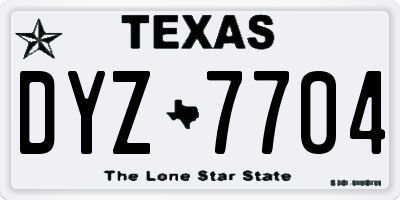 TX license plate DYZ7704