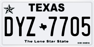 TX license plate DYZ7705