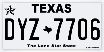 TX license plate DYZ7706