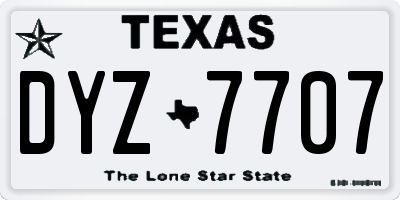 TX license plate DYZ7707