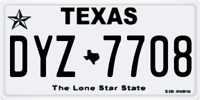 TX license plate DYZ7708