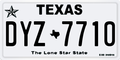 TX license plate DYZ7710