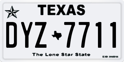 TX license plate DYZ7711