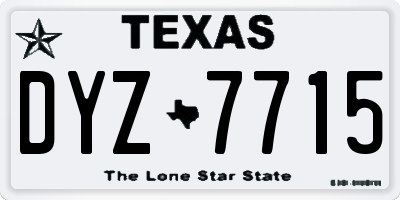 TX license plate DYZ7715