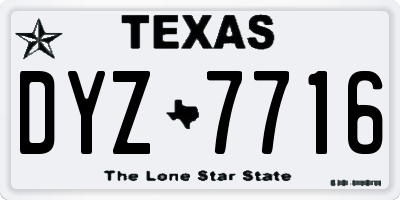 TX license plate DYZ7716