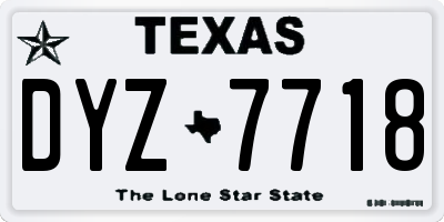 TX license plate DYZ7718