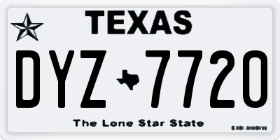 TX license plate DYZ7720