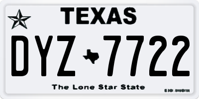TX license plate DYZ7722