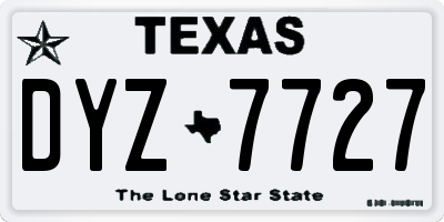TX license plate DYZ7727