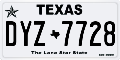 TX license plate DYZ7728