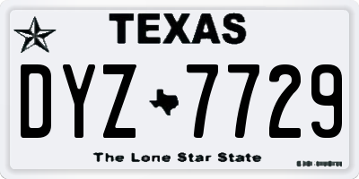 TX license plate DYZ7729