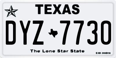 TX license plate DYZ7730