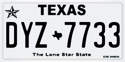 TX license plate DYZ7733
