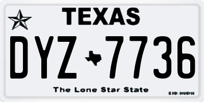 TX license plate DYZ7736