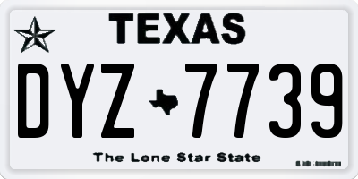 TX license plate DYZ7739