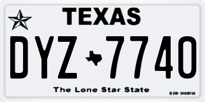 TX license plate DYZ7740